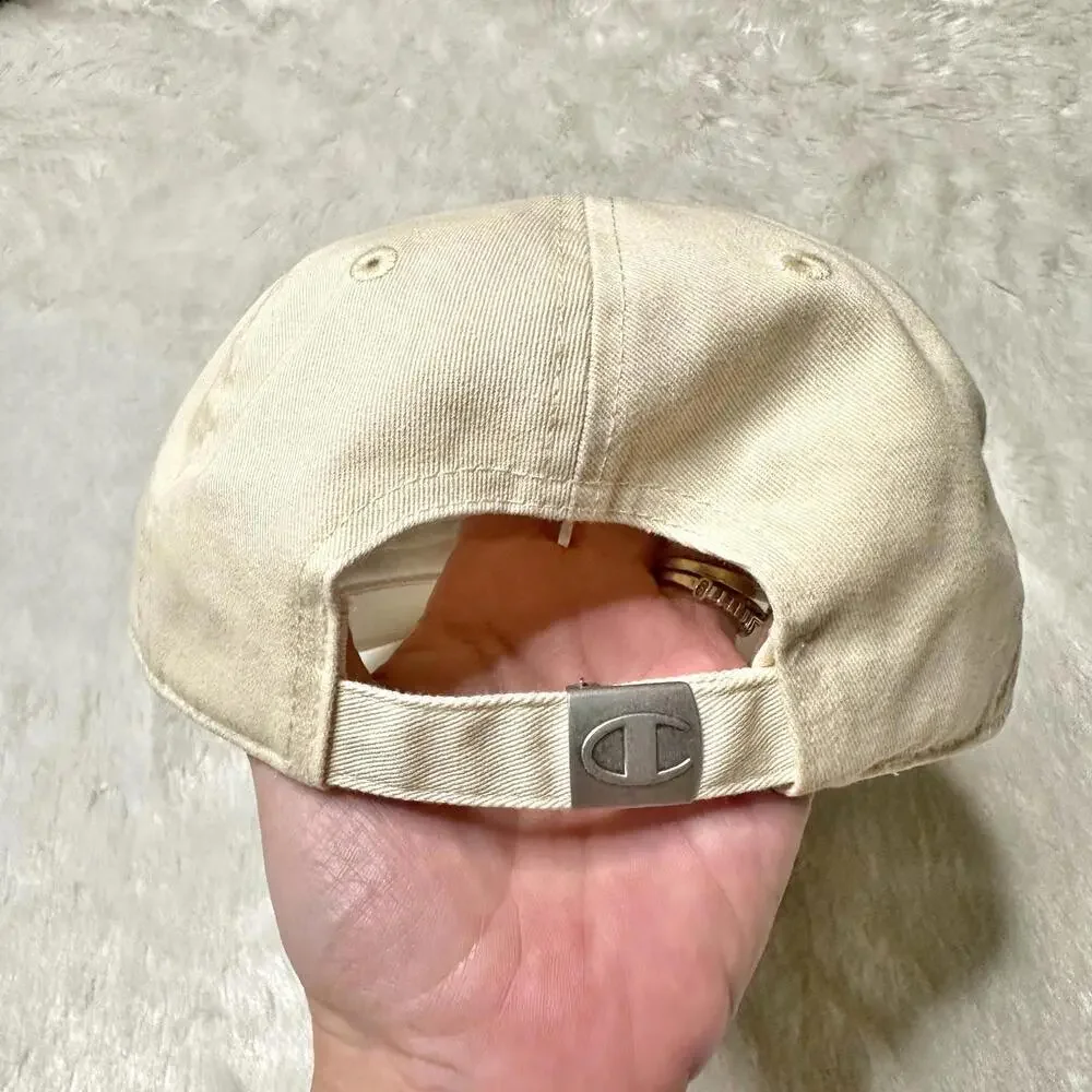 NWT Champion Logo Running Cap Hat Cream Cotton Adult OS